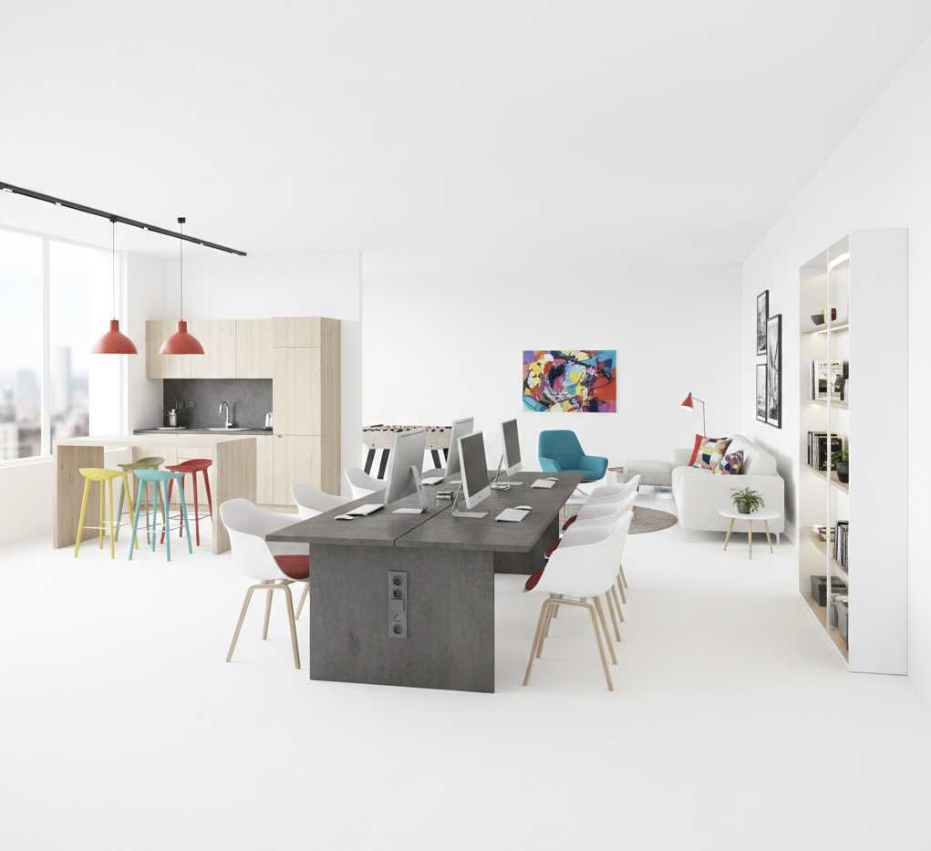 Modern co-living workspace